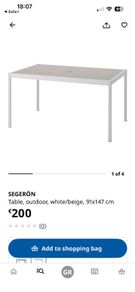 Garden dining table Ikea Segeron - white / beige