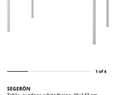 Garden dining table Ikea Segeron - white / beige