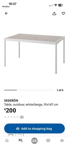 Garden dining table Ikea Segeron - white / beige