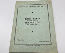 Great Southern Railways Original Railway Timetable - Nov 1943