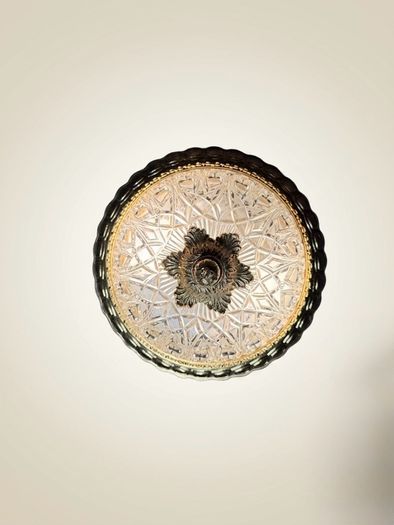 Elegant Vintage Pendant Chandelier Brass and Cut Glass Ceiling Lamp