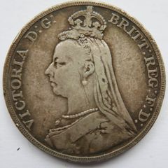 1891 Silver Crown Coin - British Queen Victoria Jubilee Head