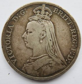 1891 Silver Crown Coin - British Queen Victoria Jubilee Head
