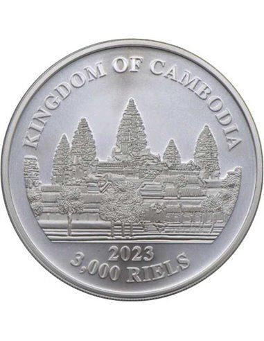 2023 Cambodia 3000 Riels 1 oz Silver Bullion Coin - ASIAN ELEPHANT BU (In Capsule)