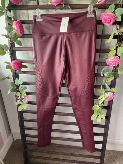 leggings Bnwt burgundy fake leather biker style leggings m/l