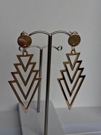 Gold Chevron Geo Hollow Out Earrings