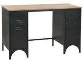 Double Pedestal Desk Solid Firwood and Steel 120x50x76 cm