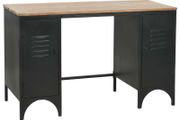 Double Pedestal Desk Solid Firwood and Steel 120x50x76 cm