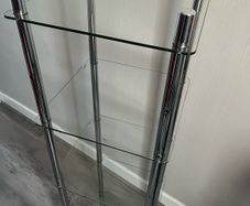 bathroom glass shelving unit