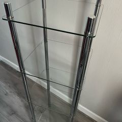 bathroom glass shelving unit