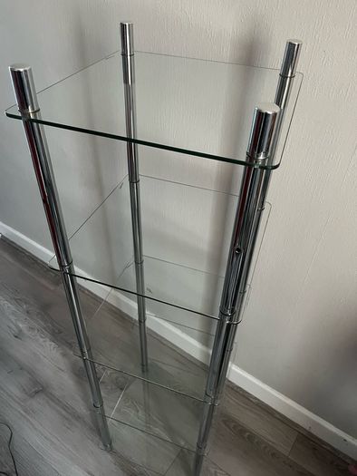 bathroom glass shelving unit