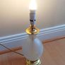 Vintage frosted glass table lamp featuring etched rose motif  height 37cm Image 2