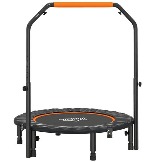 40" Foldable Mini Fitness Trampoline, with Adjustable Foam Handle, Orange