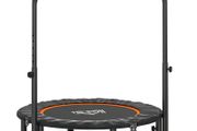 40" Foldable Mini Fitness Trampoline, with Adjustable Foam Handle, Orange