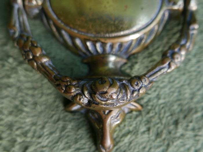 Vintage Solid Brass Door Knocker Floral Rams head