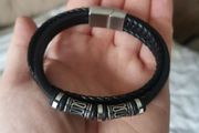 Men's Stylish Silver and Black Bracelet