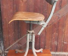 Antique Wood and Metal Stool Circa 1950s in Great Original Condition