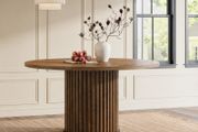 Round Dining Table, 120 cm with Sturdy Metal Frame 4 People