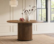 Round Dining Table, 120 cm with Sturdy Metal Frame 4 People