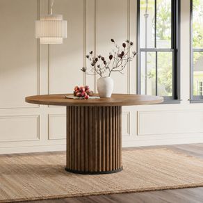 Round Dining Table, 120 cm with Sturdy Metal Frame 4 People