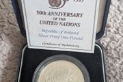 1995 Silver Proof 1 Pound UN 50th Anniversary