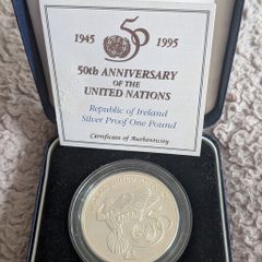 1995 Silver Proof 1 Pound UN 50th Anniversary