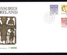 1991 Ireland Seventh Definitive Stamp Treasures Series of Ireland (28p, 37p, 38p, 44p, and 52p) An Post First Day Cover (FDC)