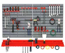 54 Pcs On-Wall Tool Equipment Holding Pegboard Home DIY Garage Organiser DIY w/ 50 Pegs 2 Shelves
