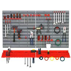 54 Pcs On-Wall Tool Equipment Holding Pegboard Home DIY Garage Organiser DIY w/ 50 Pegs 2 Shelves