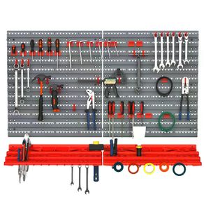 54 Pcs On-Wall Tool Equipment Holding Pegboard Home DIY Garage Organiser DIY w/ 50 Pegs 2 Shelves