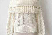 Moon River White Off-Shoulder Knit Jumper, Size M, New