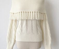 Moon River White Off-Shoulder Knit Jumper, Size M, New