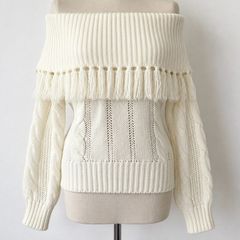 Moon River White Off-Shoulder Knit Jumper, Size M, New