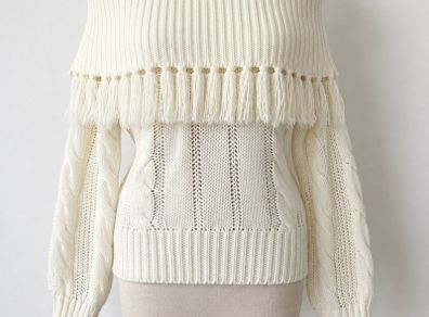 Moon River White Off-Shoulder Knit Jumper, Size M, New