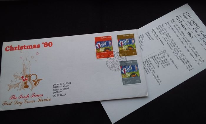 Ireland Stamps : The Irish Times , Christmas 1980 - First Day Cover
