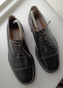 Gianfranco Ferre - Classic Fashion Vintage - Black Cap-Toe Oxford Shoes- Italian Made UK 7/EU 41