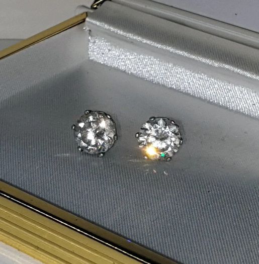 Hallmarked Silver Vintage Solitaire Earrings