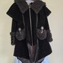 Punk Rave Black Velvet Gothic Hooded Cape Coat Faux Fur - Size M (Excellent Condition) Image 2