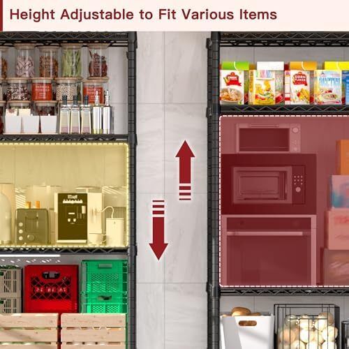 91cm x 46cm x 191cm Wire Storage Shelves with Wheels, NSF Certified 6-shelfs Heavy Duty Adjustable Kitchen Shelving Unit, Pantry Organizer Rack Rolling Metal Shelf for Garage