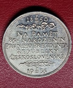 Czechoslovakia Medal T. G. Masaryk, 1935 85th birthday, Silver