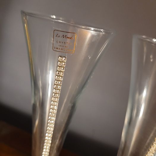 Swarovski crystal pair of champagne flutes