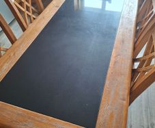 Solid oak dining room table and 6 chairs