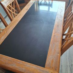 Solid oak dining room table and 6 chairs