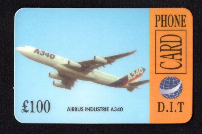 DIT Dial International Ltd (Phone Card) UK100 Airbus Industrie A340