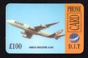 DIT Dial International Ltd (Phone Card) UK100 Airbus Industrie A340