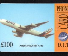 DIT Dial International Ltd (Phone Card) UK100 Airbus Industrie A340