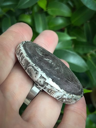 1 Stunning Purple Mica Stone  Lepidolite Meditation Reiki Crystal Dystopian Ring Size 8