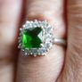 Vintage  Square Emerald and Sterling Silver 925 hallmarked  Ring  Band size N1/2 - 4,2g Image 8