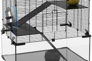 3 Tiers Hamster Cage, Gerbil Cage with Deep Glass Bottom, Non-Slip Ramps, Platforms, Hut, Exercise Wheels, Water Bottle, Dish, for Syrian Hamster, Dwarf Hamster, 60 x 40 x 54.5cm