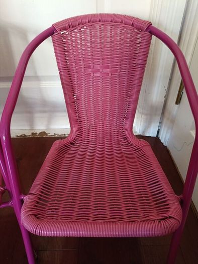 Rattan and metal children's chair (2pcs) Pink colour